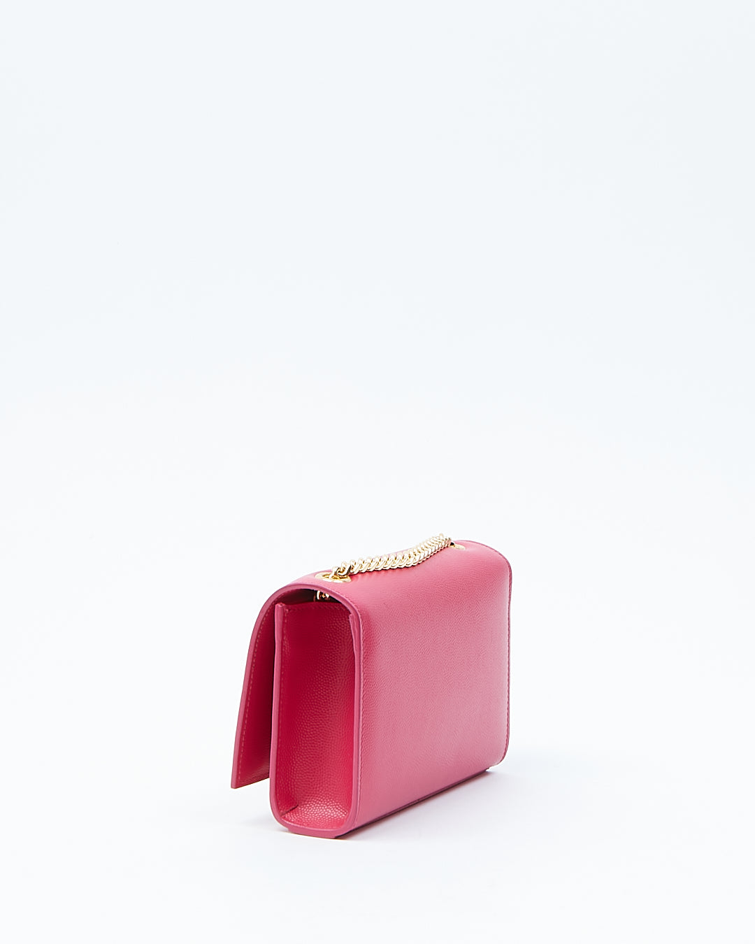 Saint Laurent Petit sac à chaîne Kate en cuir fuchsia avec monogramme