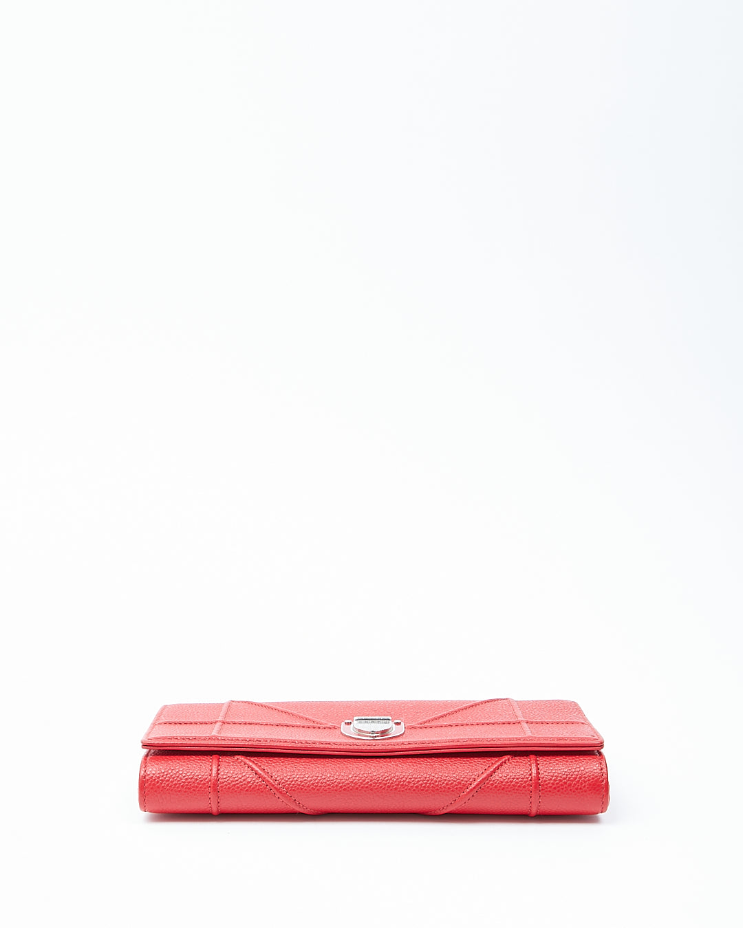 Dior Red Leather Diorama Wallet On Chain