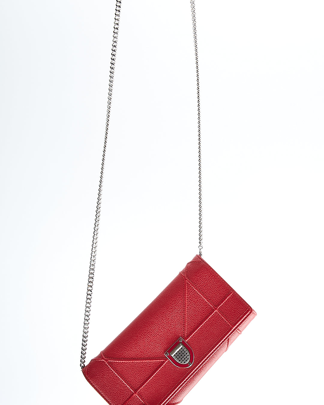 Dior Red Leather Diorama Wallet On Chain