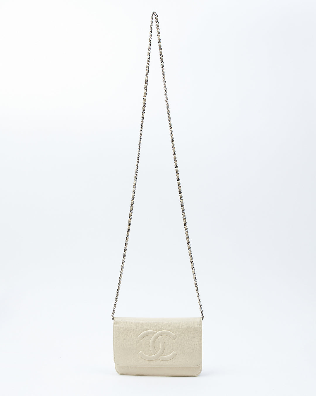 Chanel Beige CC Timeless Caviar Wallet On Chain