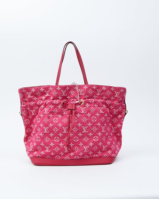 Louis Vuitton Sac cabas Noefull MM en denim monogramme rose