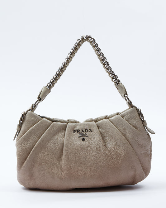 Prada Gradient Neutral Shiny Leather Chain Shoulder Bag