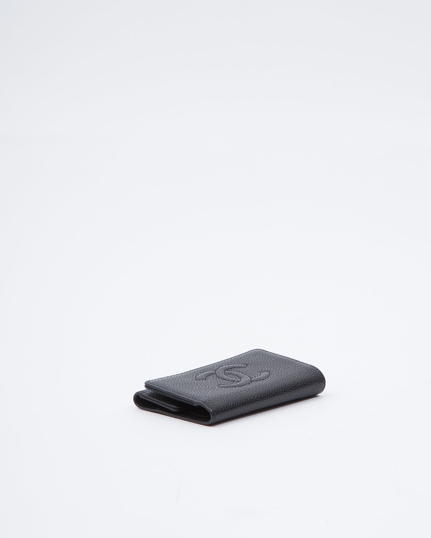 Porte-clés Chanel Black Caviar Timeless CC avec logo imbriqué