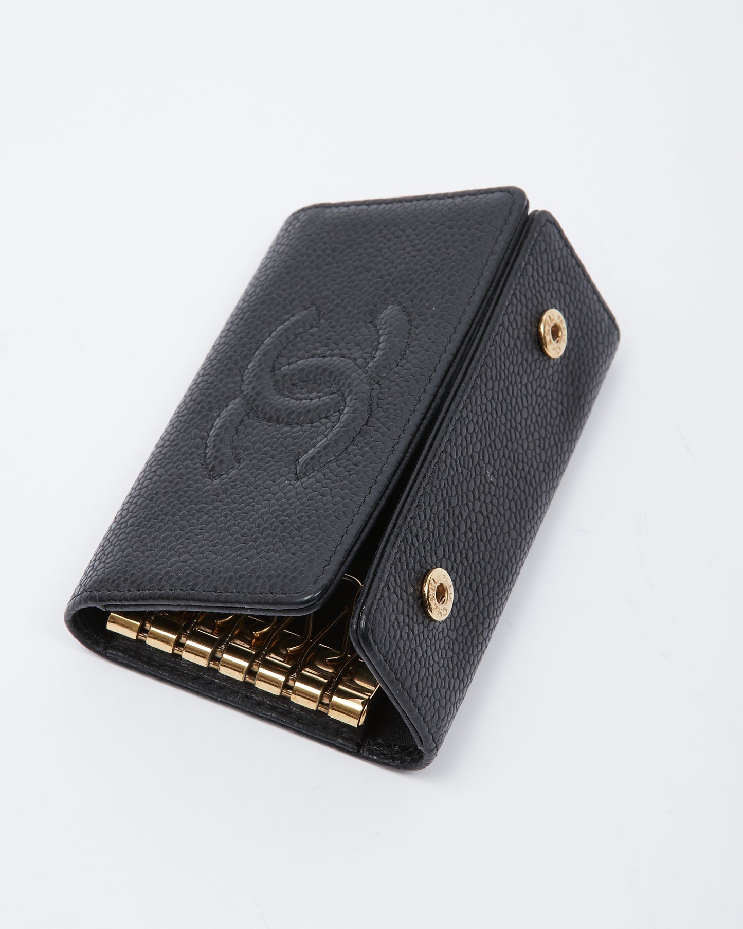 Chanel Black Caviar Timeless CC Interlocking Logo Key Holder