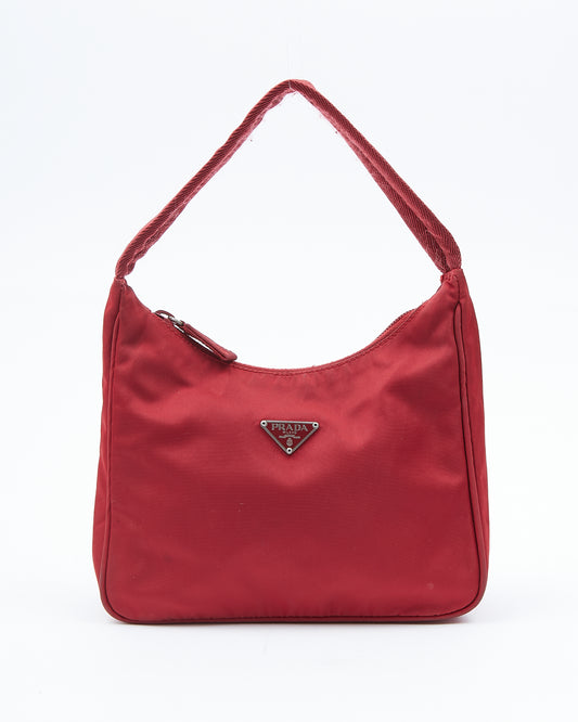 Prada Red Wine Nylon Tessuto Shoulder Bag