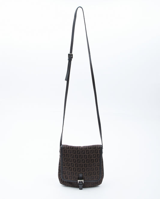 Fendi Brown Zucchino Canvas Shoulder Bag