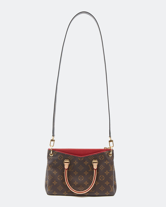 Sac Pallas BB en toile monogram et cuir rouge Louis Vuitton