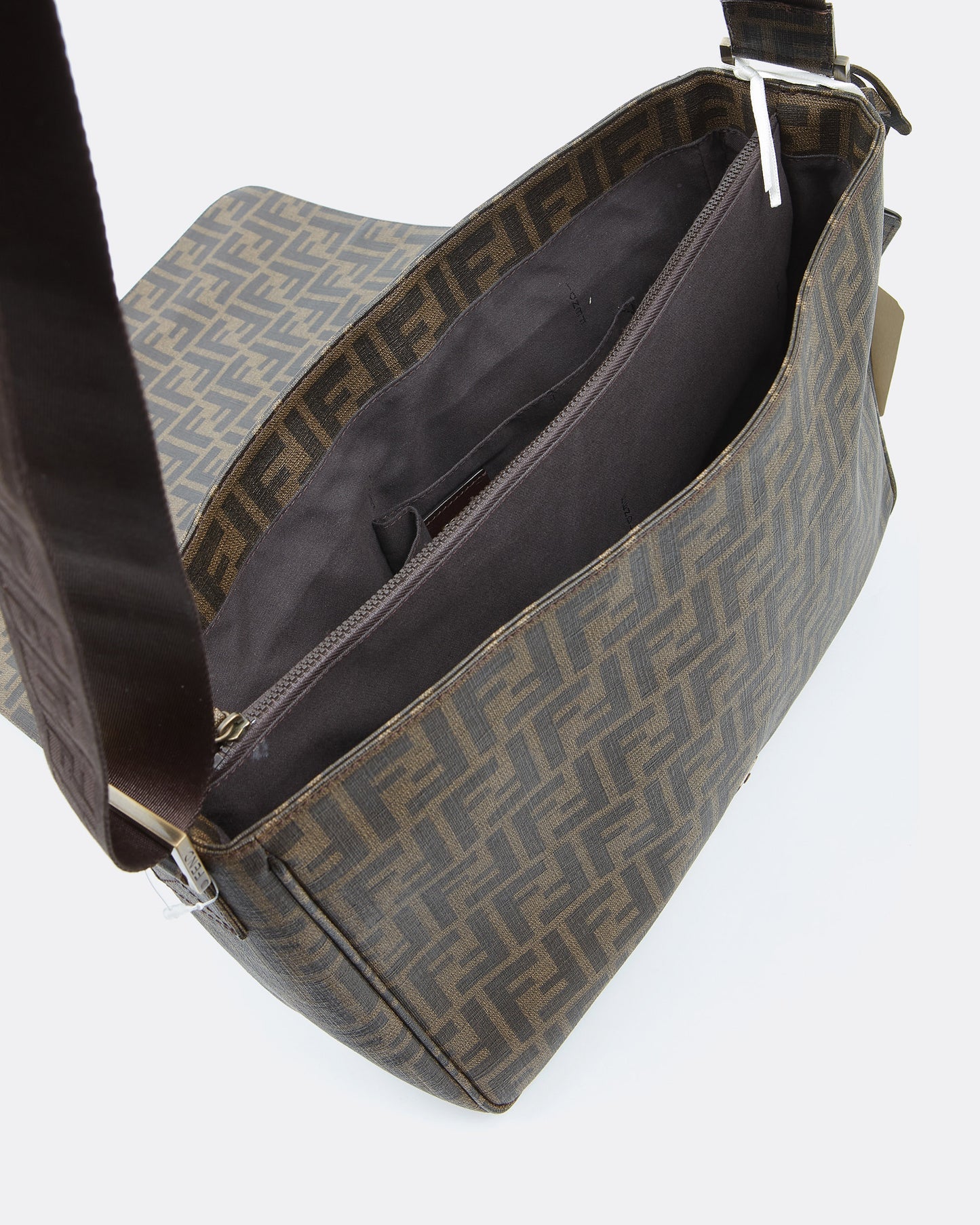 Fendi Brown Zucca Print Canvas Messenger Sac à rabat à bandoulière