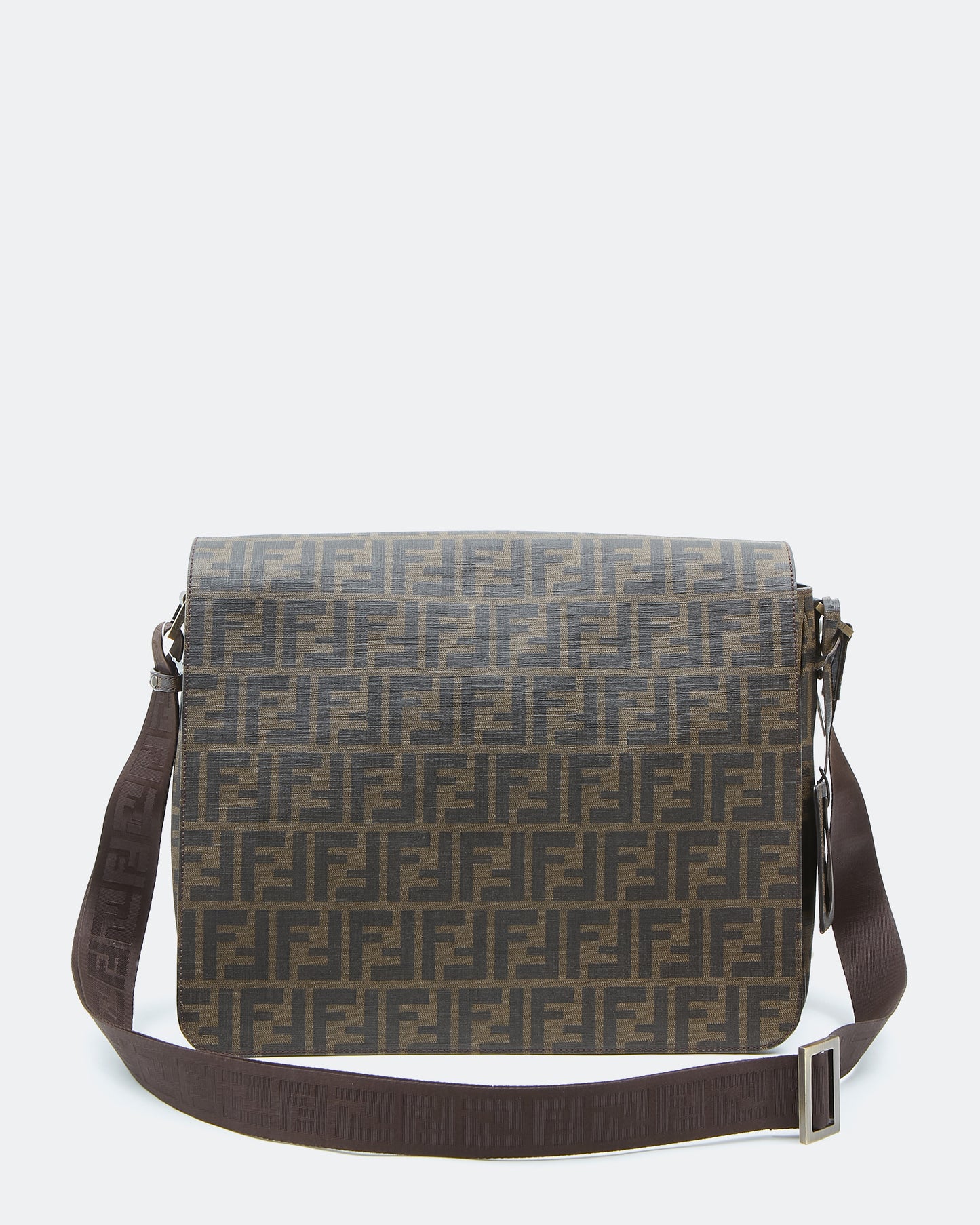 Fendi Brown Zucca Print Canvas Messenger Sac à rabat à bandoulière