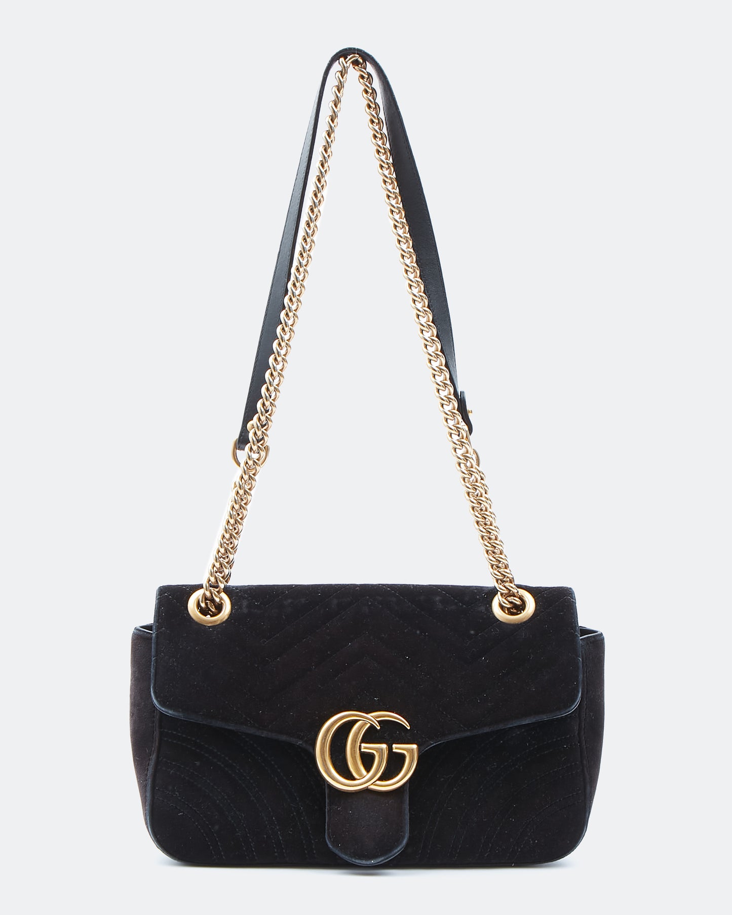 Sac à chaîne moyen Gucci en velours noir Matelasse Marmont GG