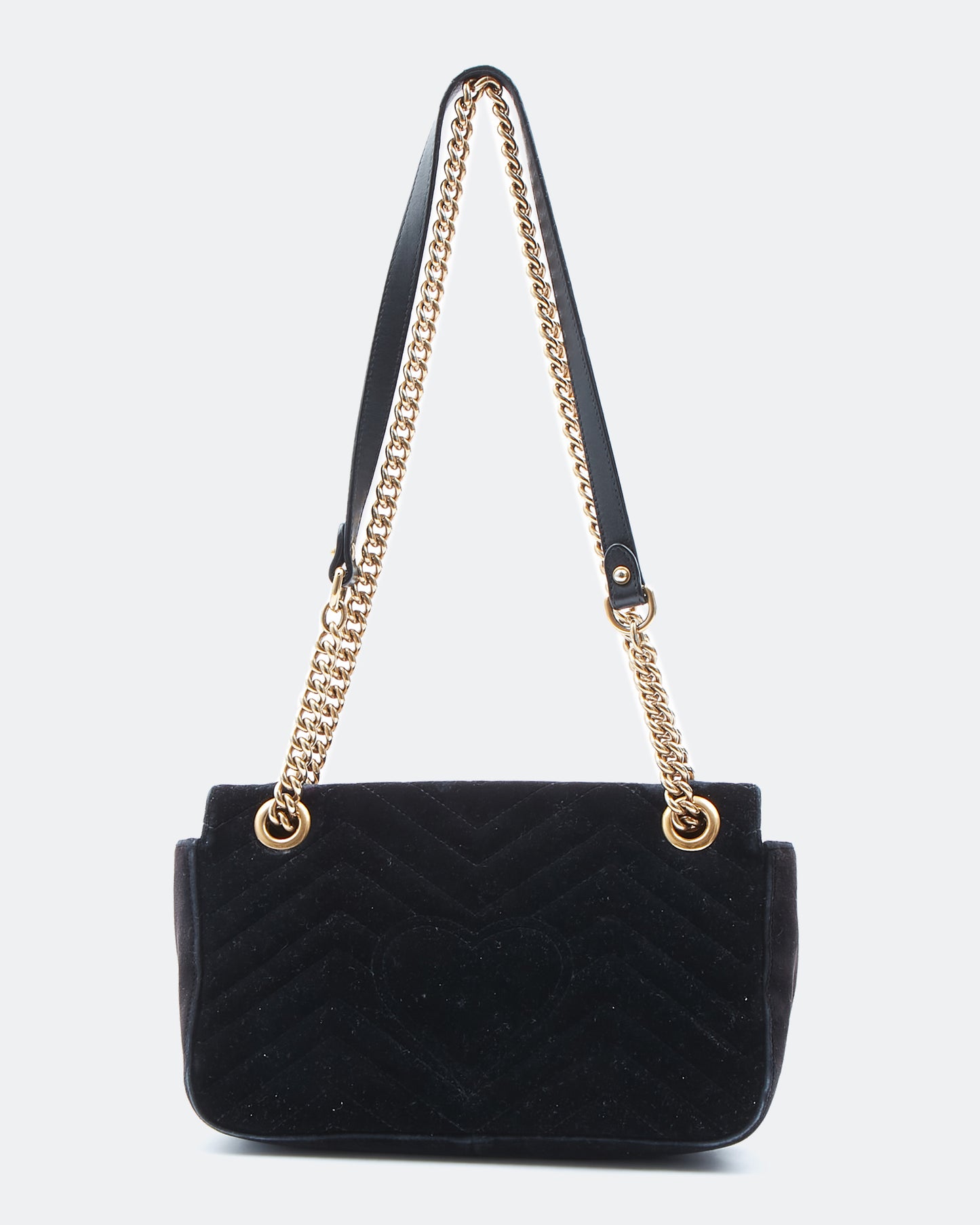 Sac à chaîne moyen Gucci en velours noir Matelasse Marmont GG