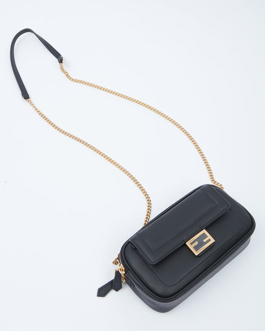 Fendi Black Leather Mini Wallet On Chain Crossbody Bag