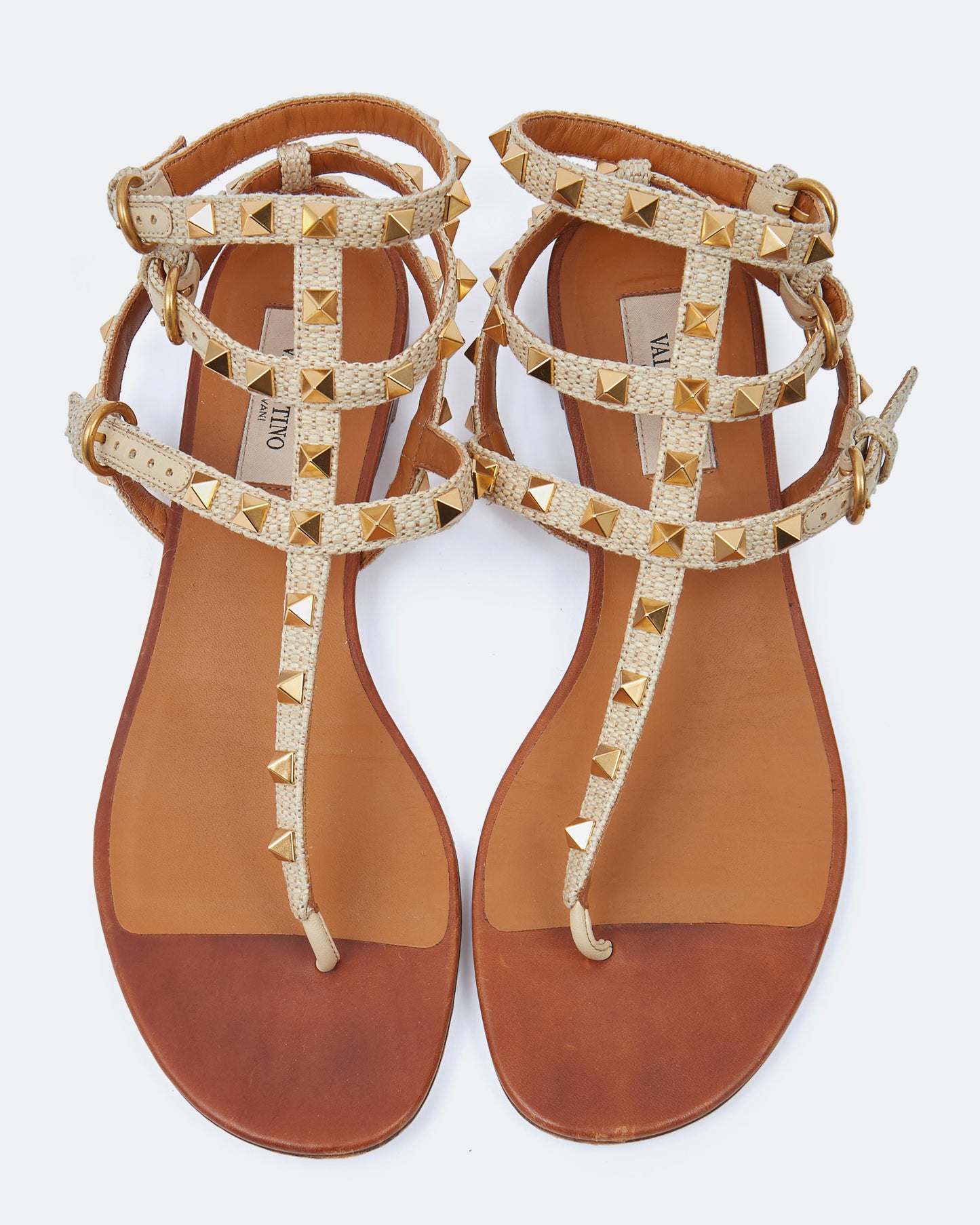 Sandales Valentino Rasta Rockstud dorées - 38,5