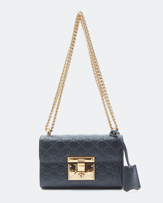 Sac à bandoulière Gucci noir GG Signature petit cadenas