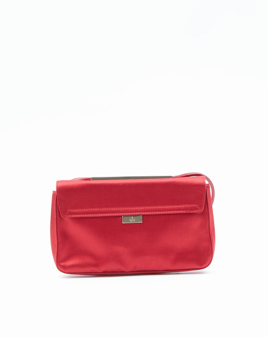 Sac à bandoulière de soirée en satin rouge Gucci