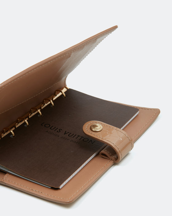 Louis Vuitton Beige Vernis Monogram Patent Leather Small Agenda