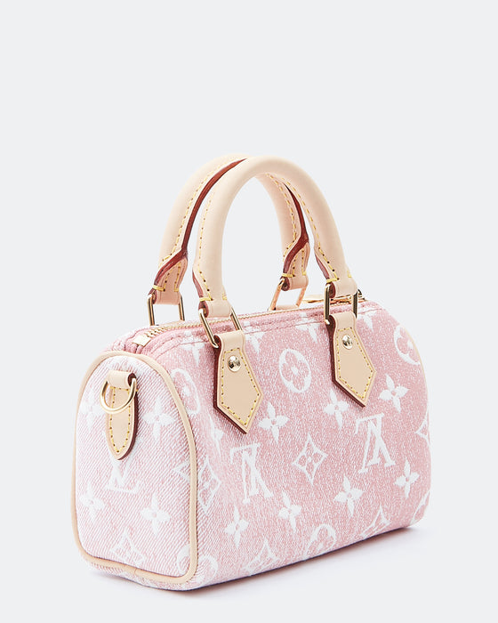 Louis Vuitton, Bags, Pink Denim Louis Vuitton Nano Speedy