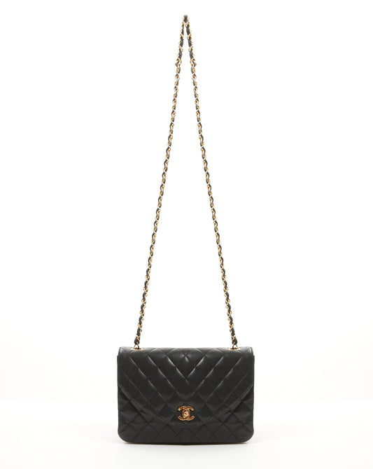 Chanel Vintage Black Matelasse Lambskin Leather Flap Bag