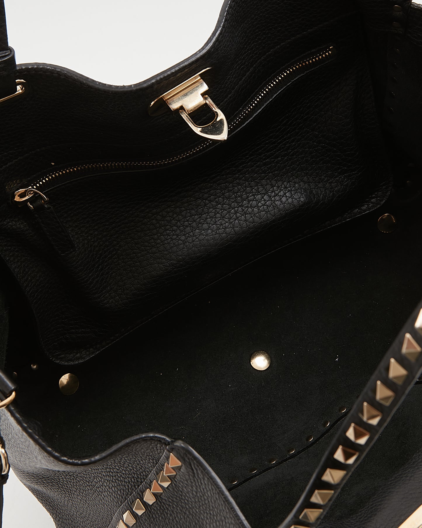Valentino Black Leather Rockstud Tote Bag