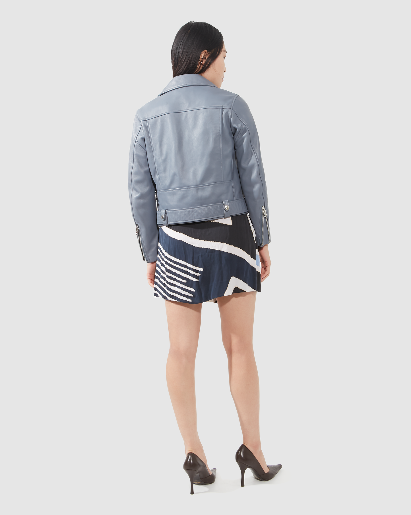 Acne Studios Blue Leather Biker Jacket - S