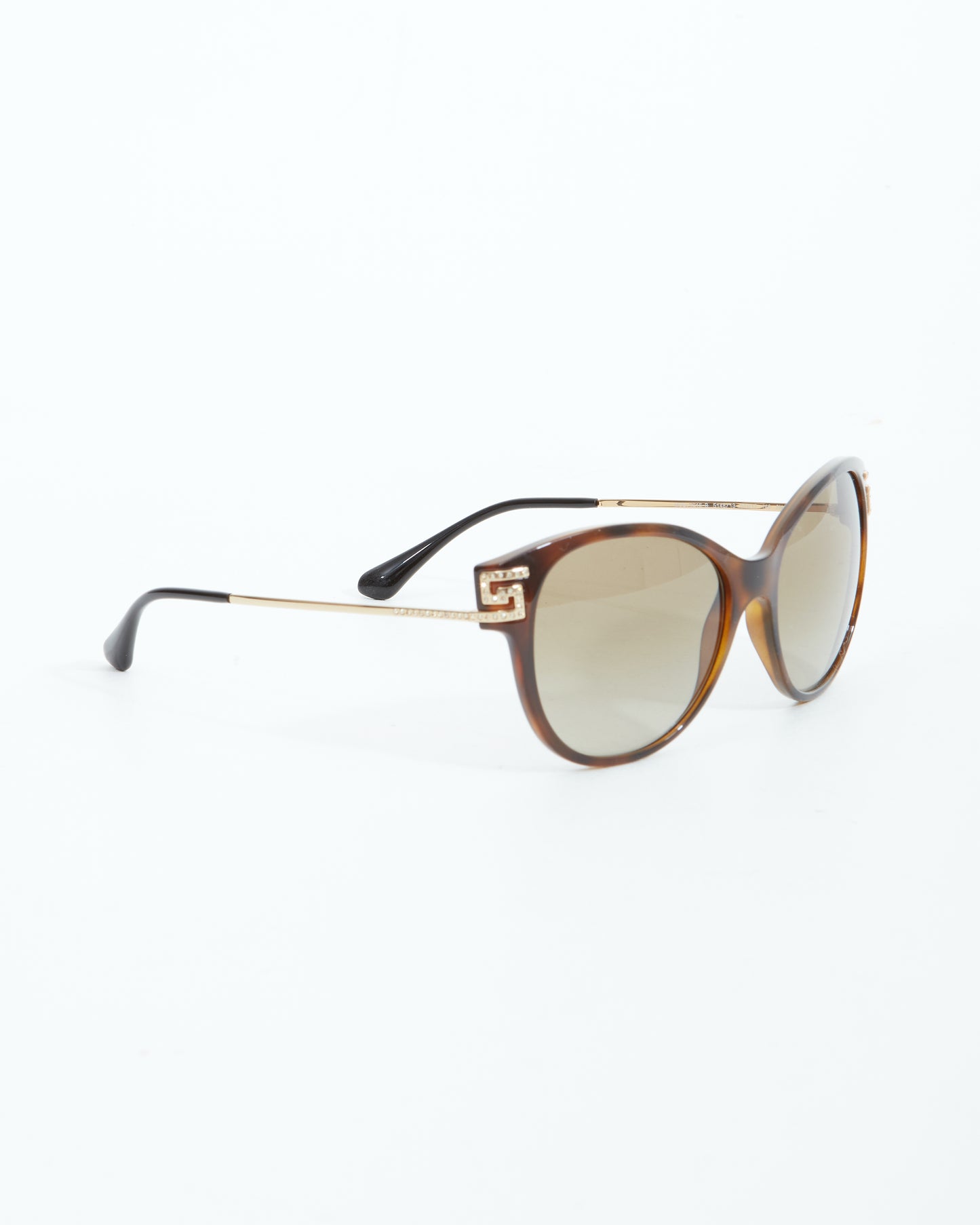 Versace Lunettes de soleil œil de chat en cristal marron Havane MOS065/S