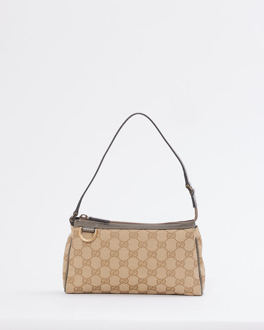 Gucci GG Beige Canvas Print D Ring Small Shoulder Bag