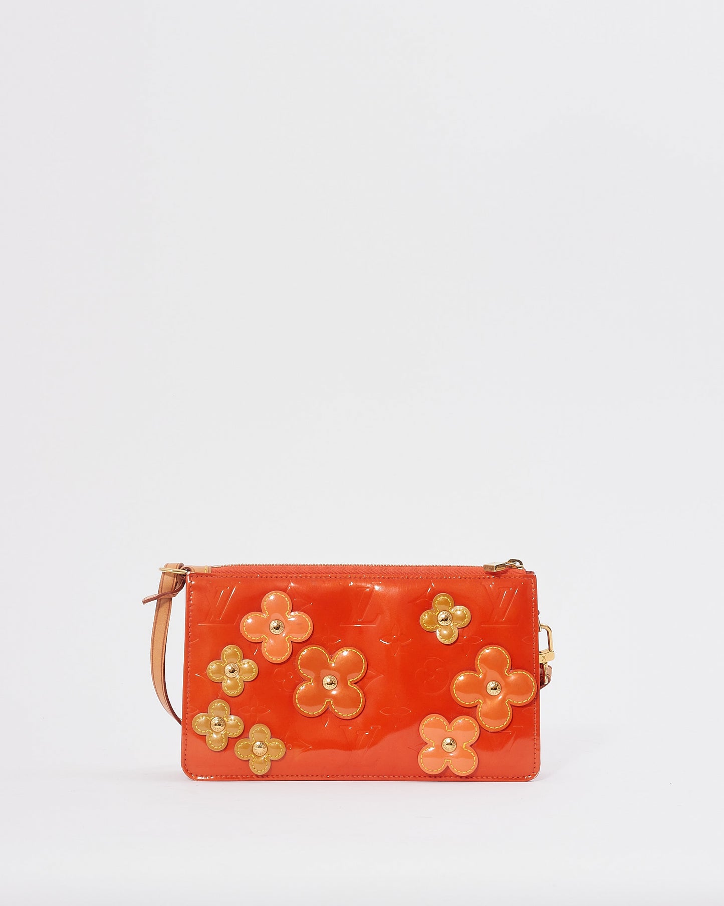 Louis Vuitton Orange Floral Vernis Monogram Lexington Pochette Shoulder Bag
