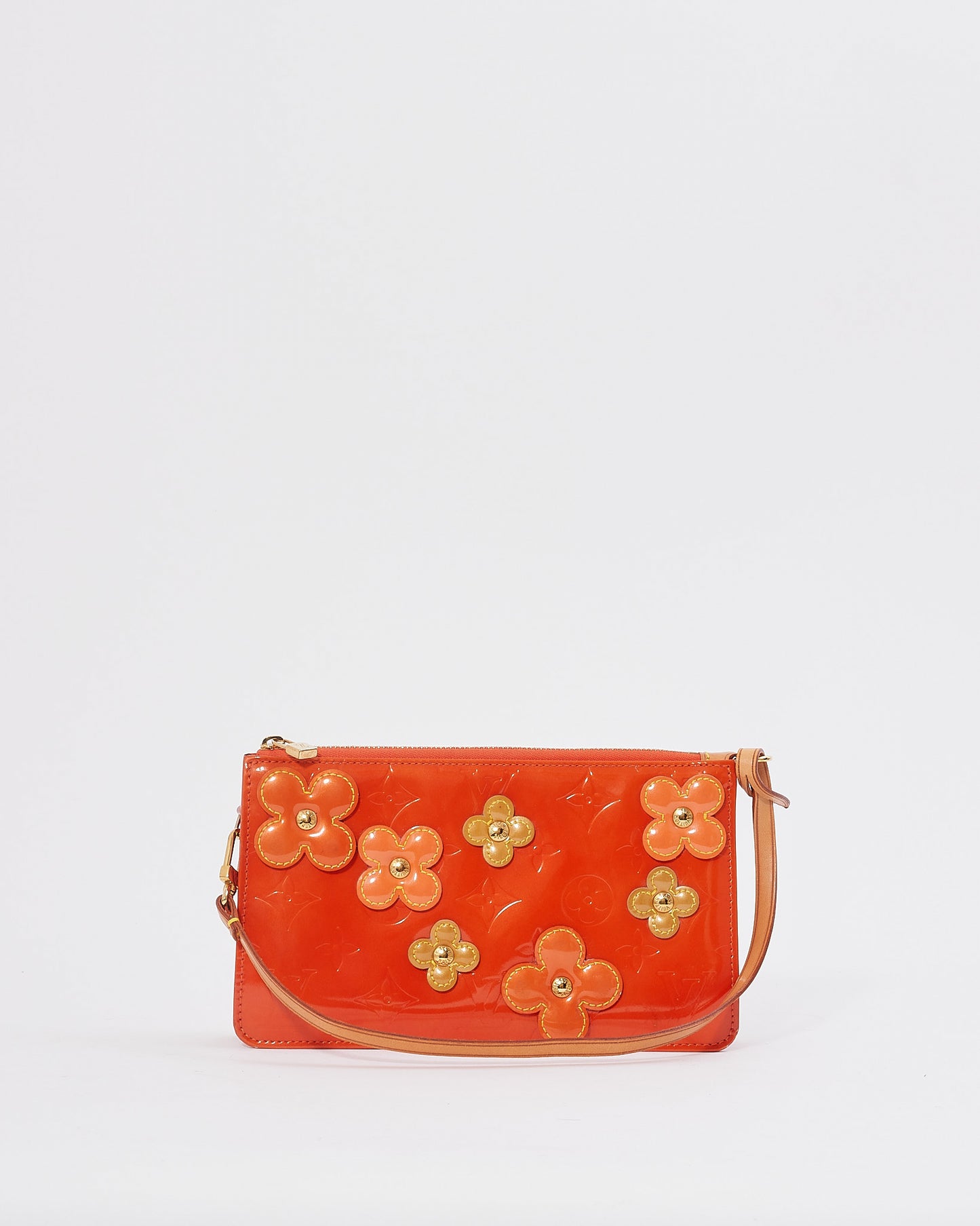 Louis Vuitton Orange Floral Vernis Monogram Lexington Pochette Shoulder Bag