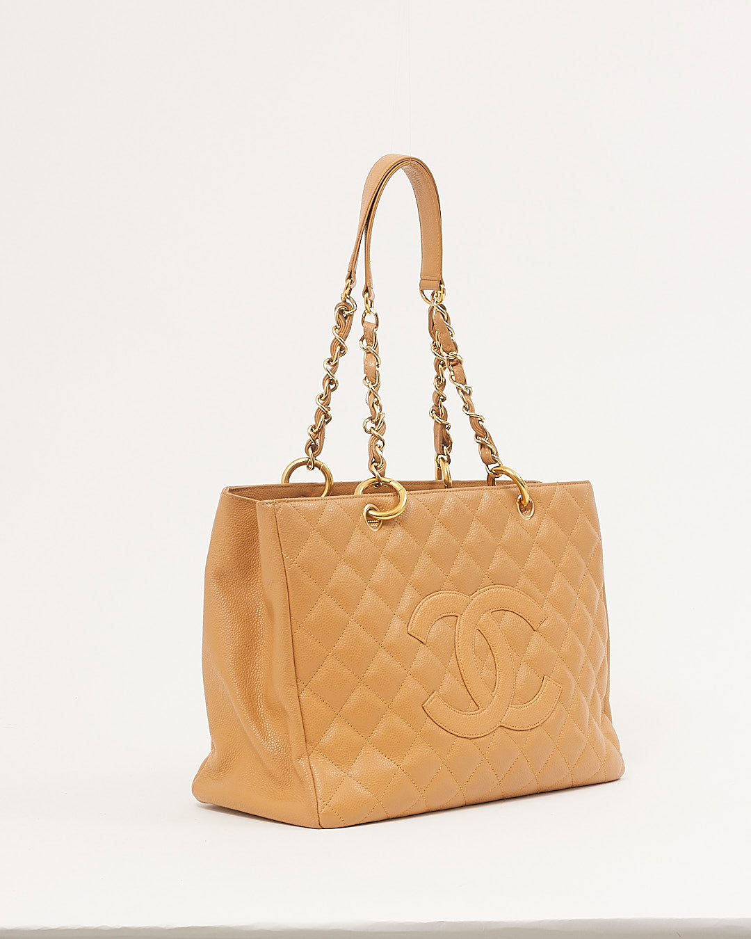 Chanel Tan Caviar Quilted Leather Grand Shopping Tote Bag
