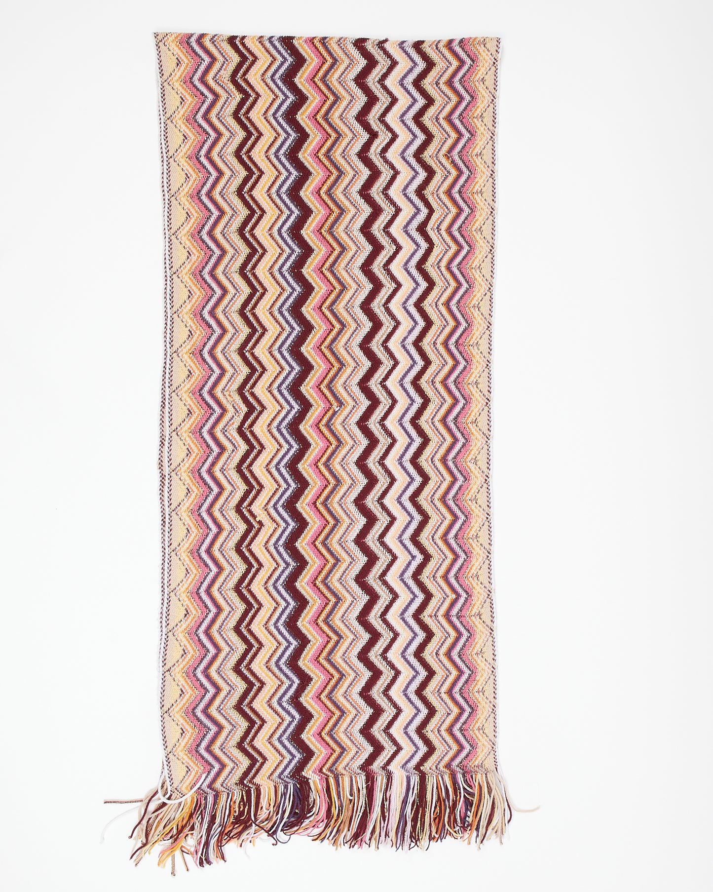 Missoni Burgundy/Pink Zigzag Crochet Scarf