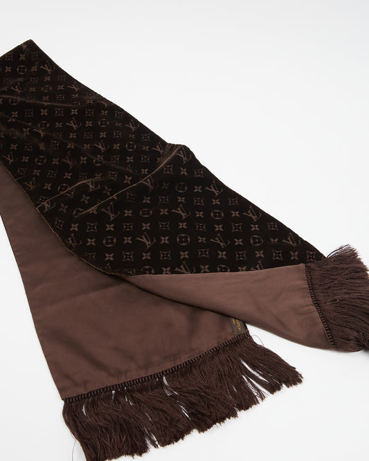 Louis Vuitton Brown Velvet Monogram Scarf