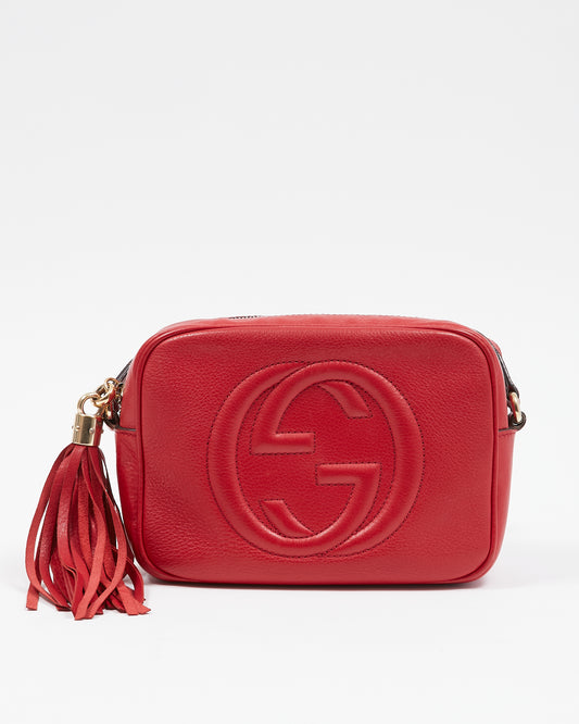 Gucci Red Pebbled Leather Soho Disco Camera bag