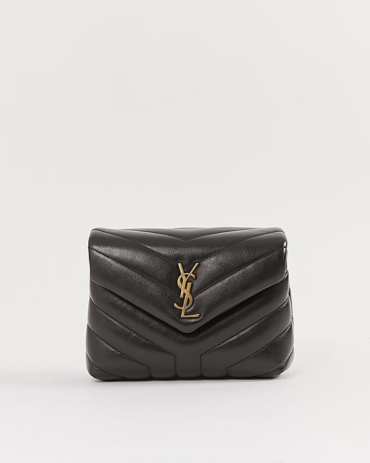 Saint Laurent Sac à bandoulière Toy Lou Lou à monogramme Chevron noir