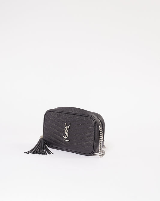 Saint Laurent Sac Appareil Photo Mini Lou Noir Grain De Poudre Monogram Matelassé