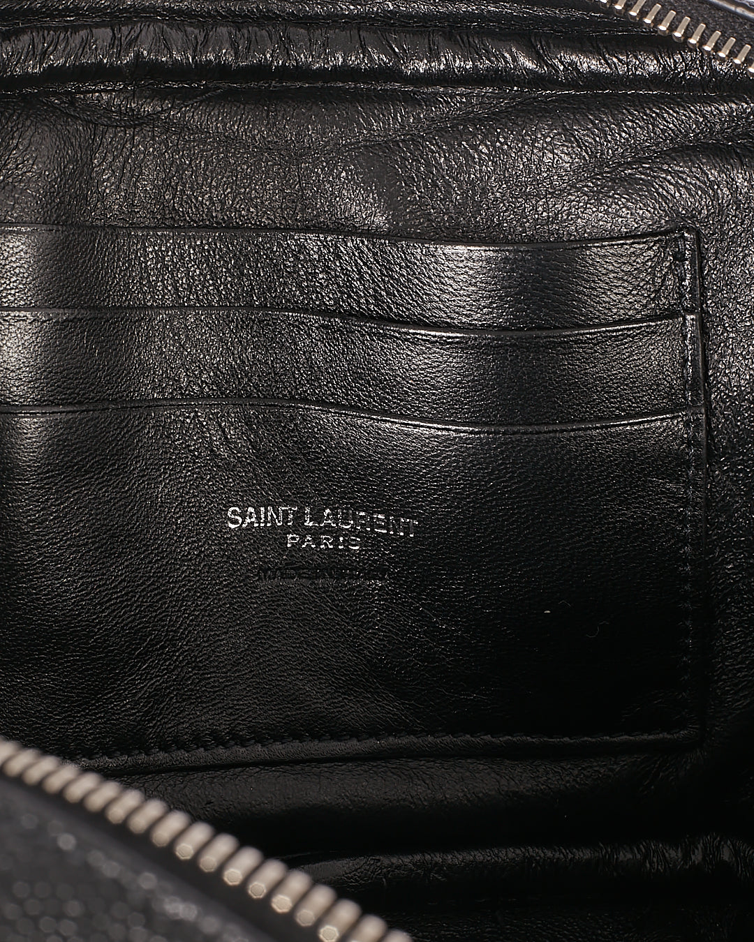 Saint Laurent Sac Appareil Photo Mini Lou Noir Grain De Poudre Monogram Matelassé