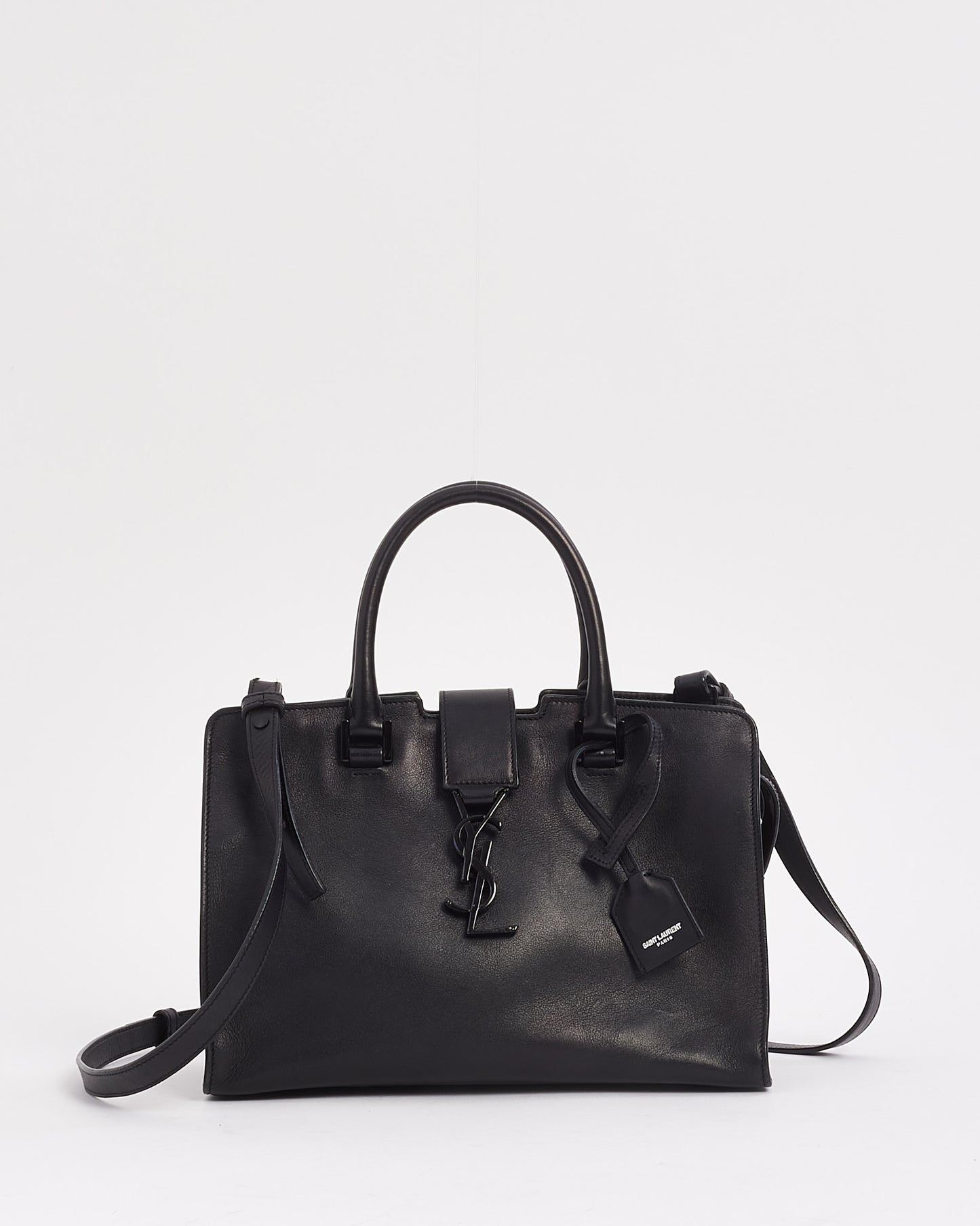 Saint Laurent Cabas Baby 2-Way Tote en cuir noir monogramme