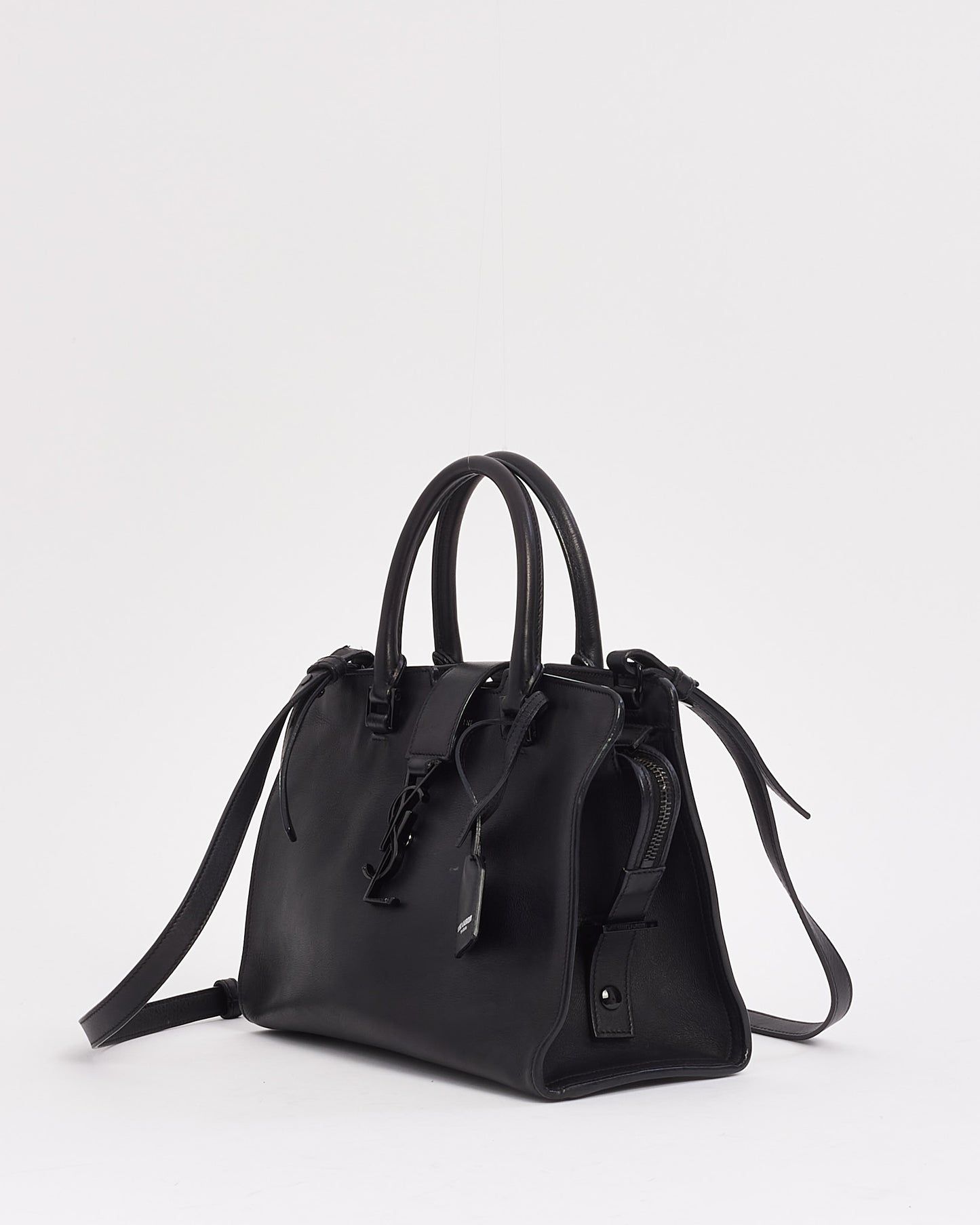 Saint Laurent Cabas Baby 2-Way Tote en cuir noir monogramme