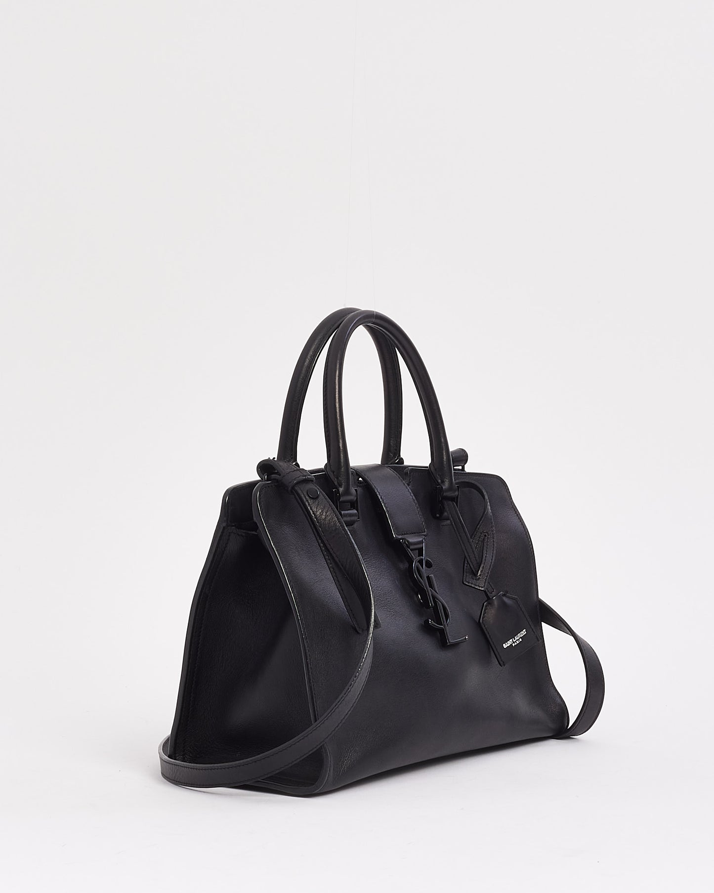 Saint Laurent Cabas Baby 2-Way Tote en cuir noir monogramme