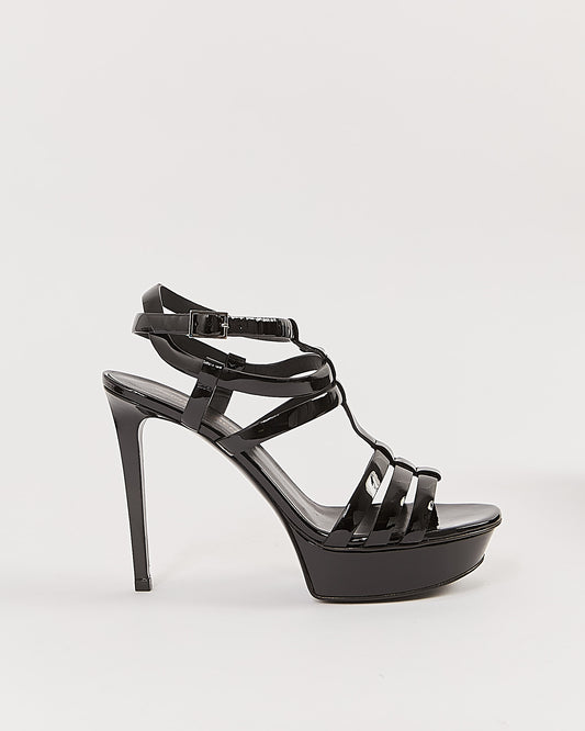 Saint Laurent Black Patent Strappy Heel Sandals - 38