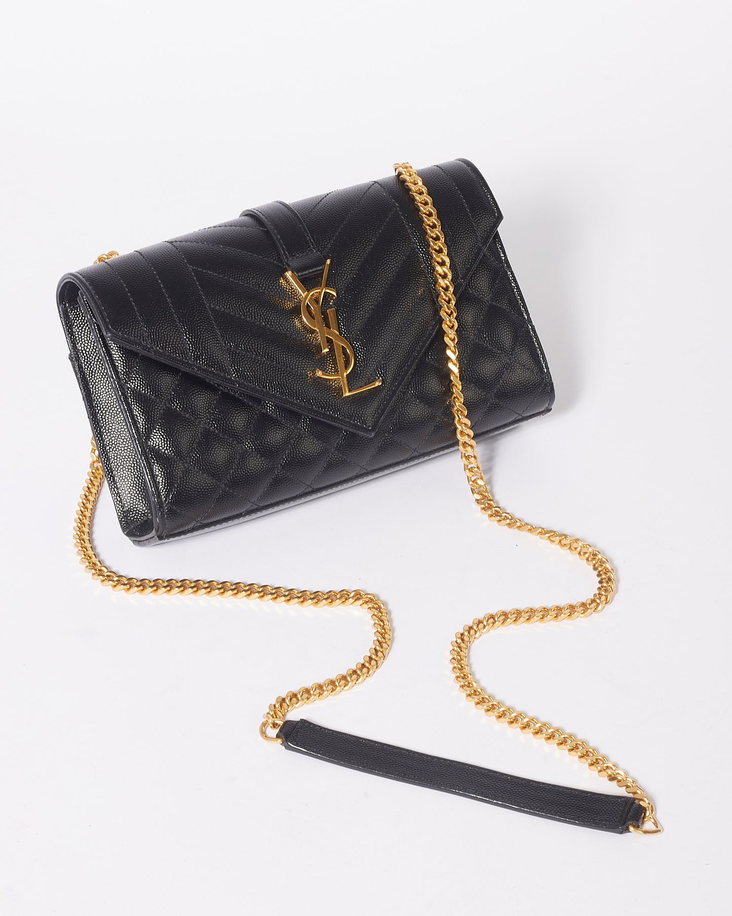 Saint Laurent Grained Small Monogram Triquilt Envelope Chain Bag