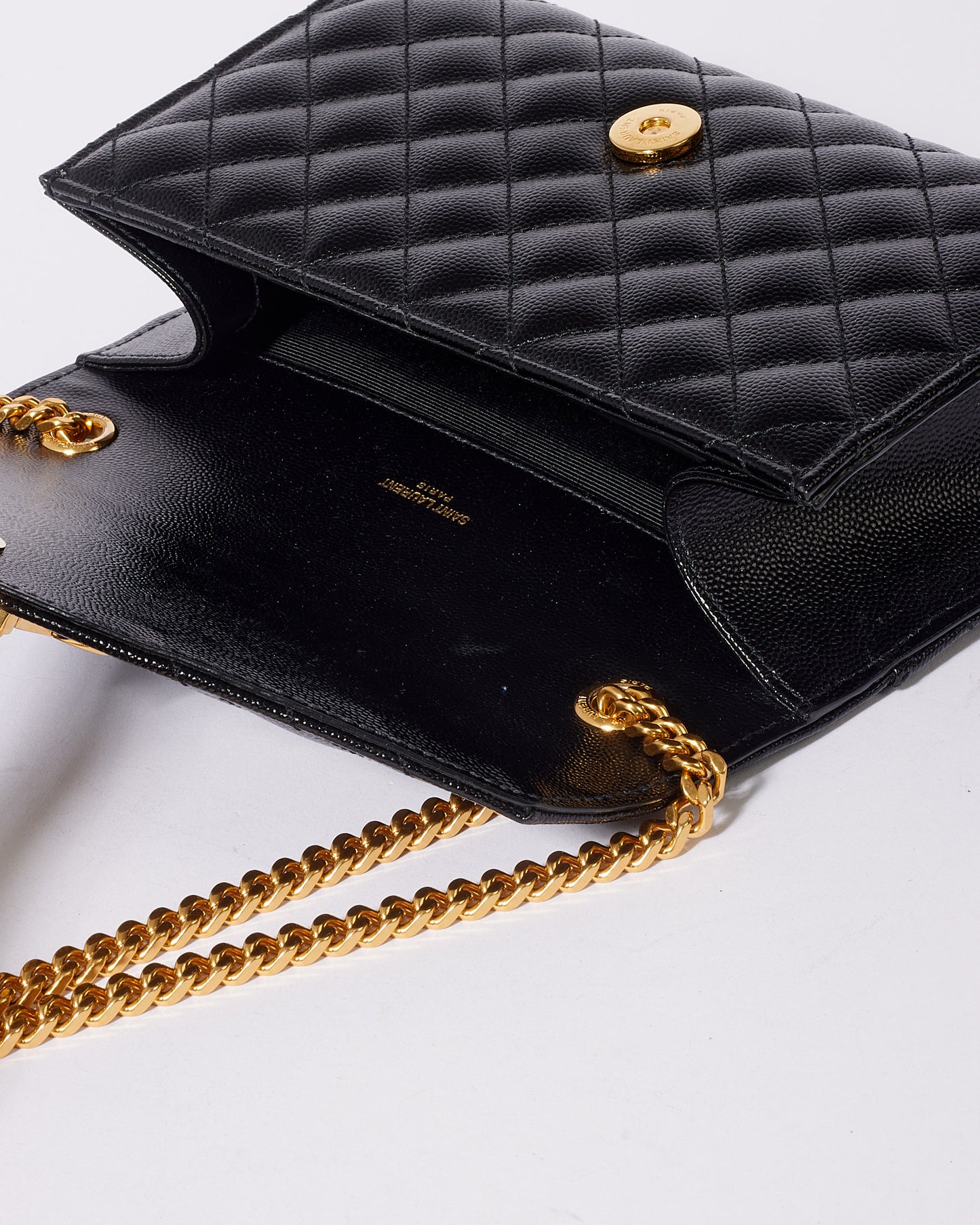 Saint Laurent Grained Small Monogram Triquilt Envelope Chain Bag