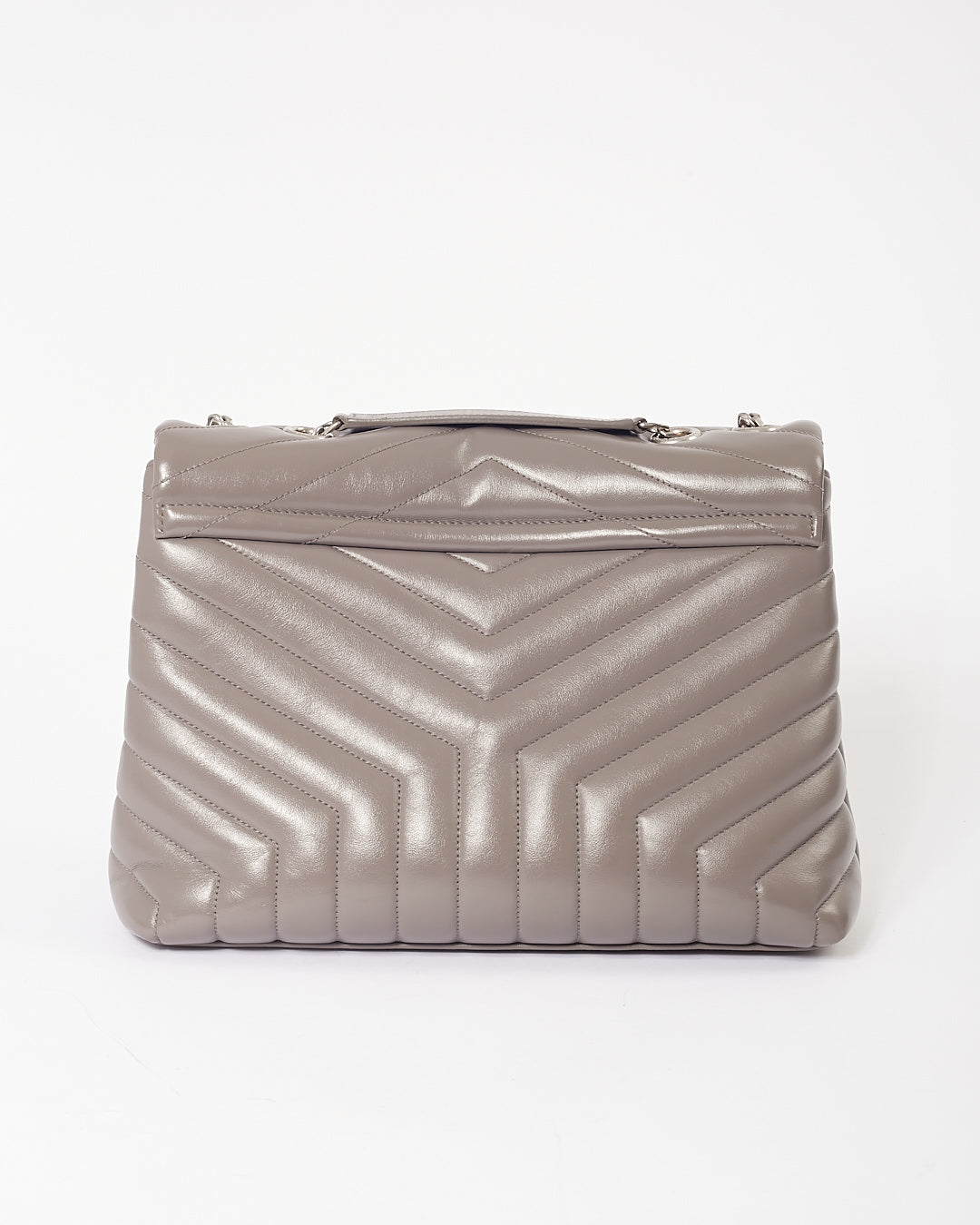 Saint Laurent Grey Leather Chevron Medium Matelasse Lou Lou Chain Bag