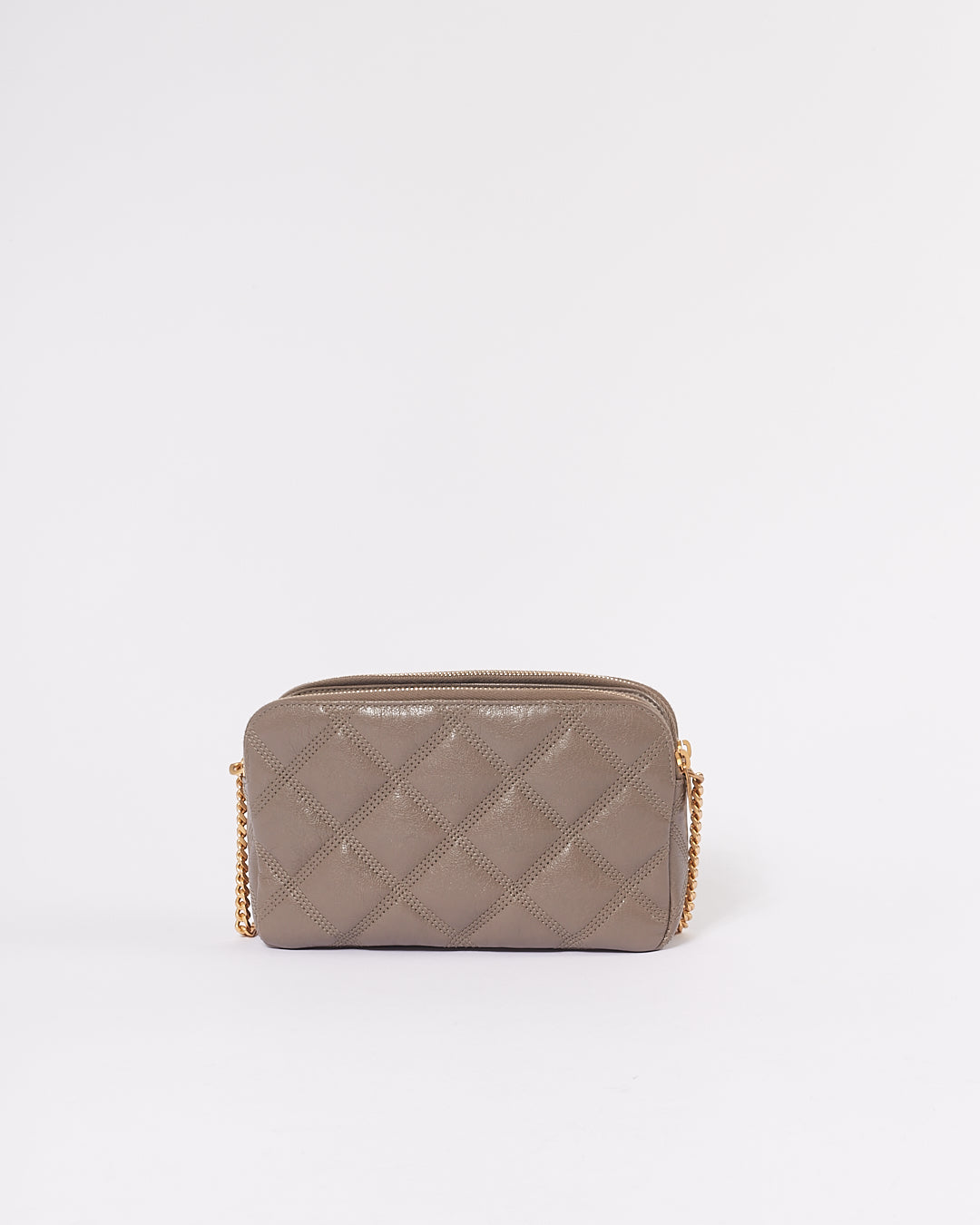 Saint Laurent Grey Quilted Mini Becky Double Zip Bag