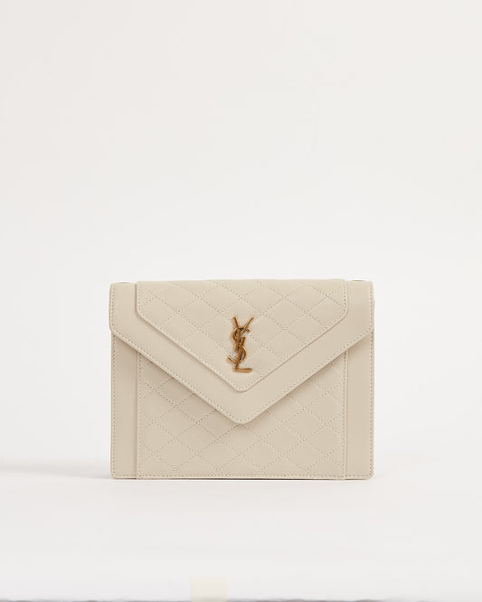 Sac à rabat matelassé Mini Gaby matelassé blanc cassé Saint Laurent