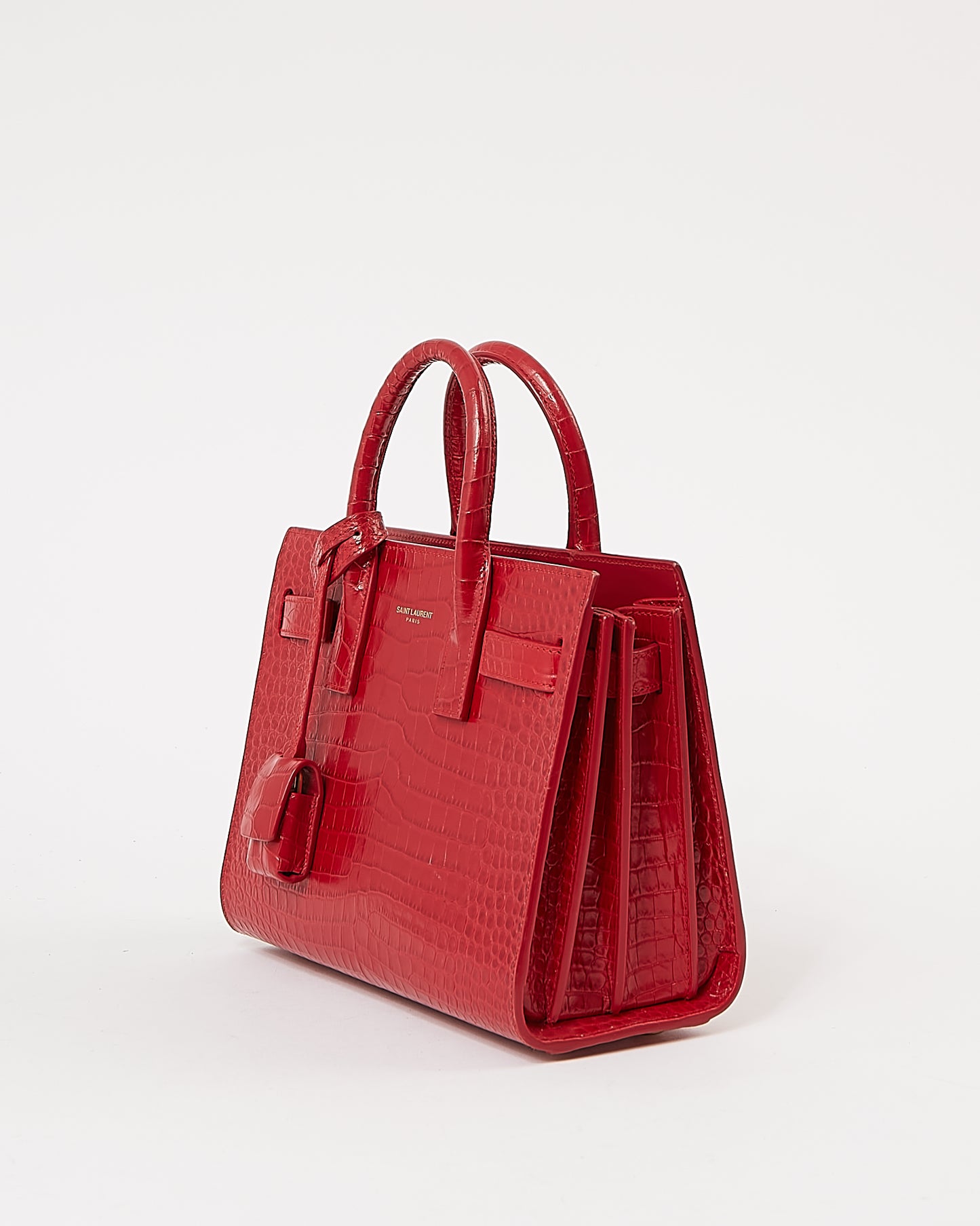 Saint Laurent Sac Nano Sac de Jour Rouge Croco Embossé