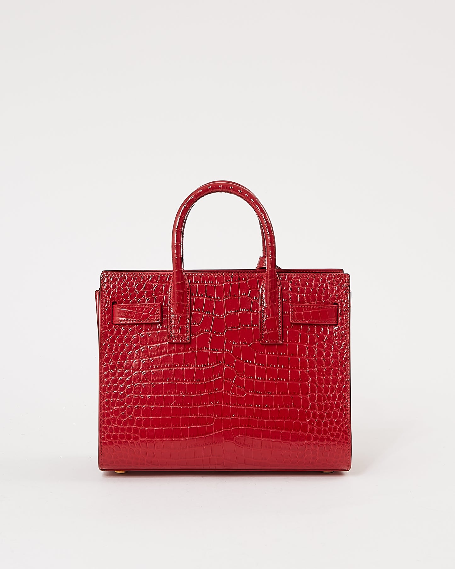 Saint Laurent Sac Nano Sac de Jour Rouge Croco Embossé