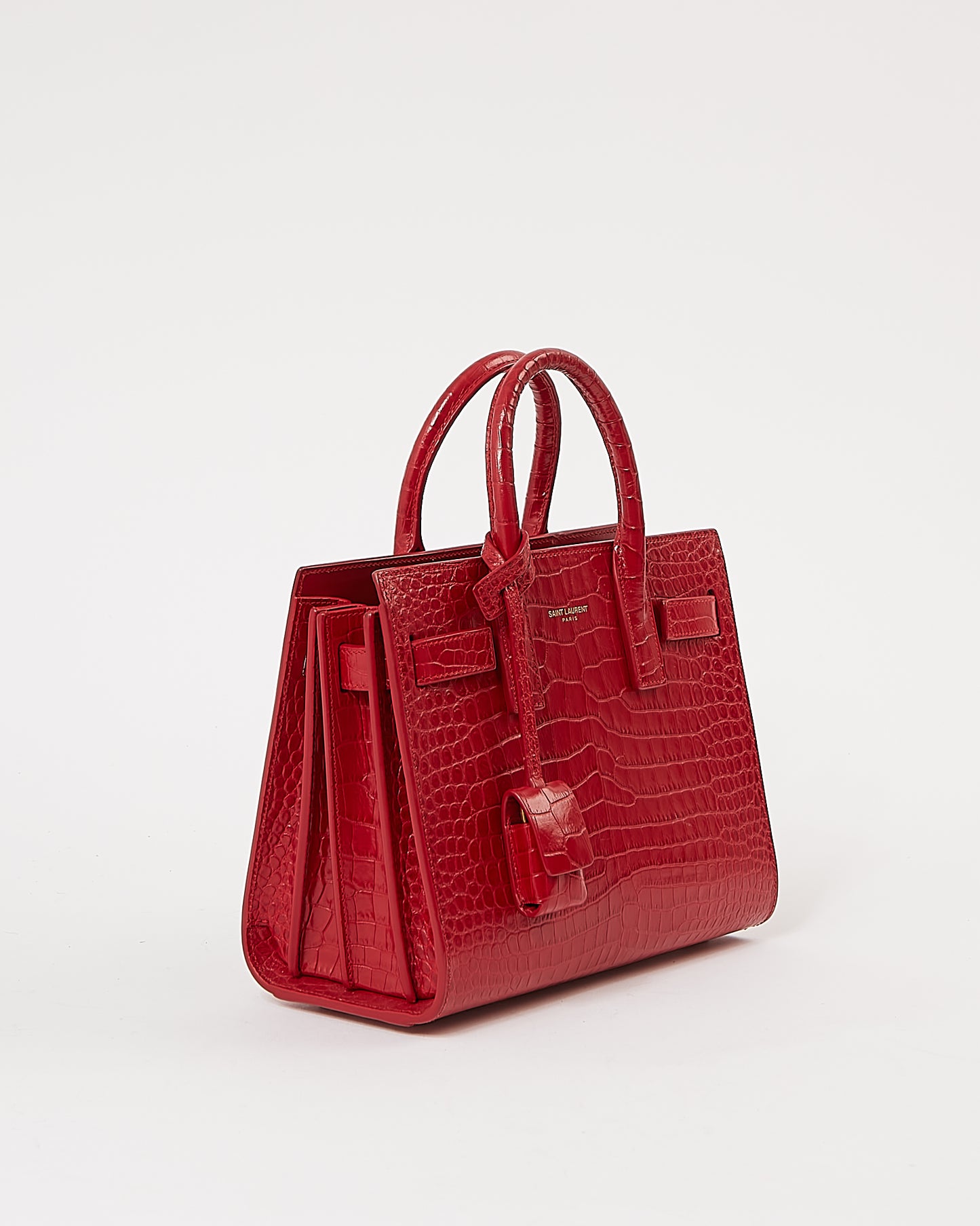 Saint Laurent Sac Nano Sac de Jour Rouge Croco Embossé