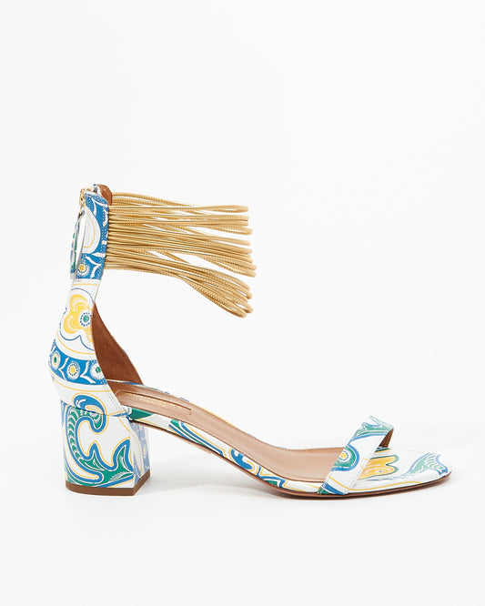 Aquazzura Multi Colour Leather Spin Me Around Block Heel Sandals - 39