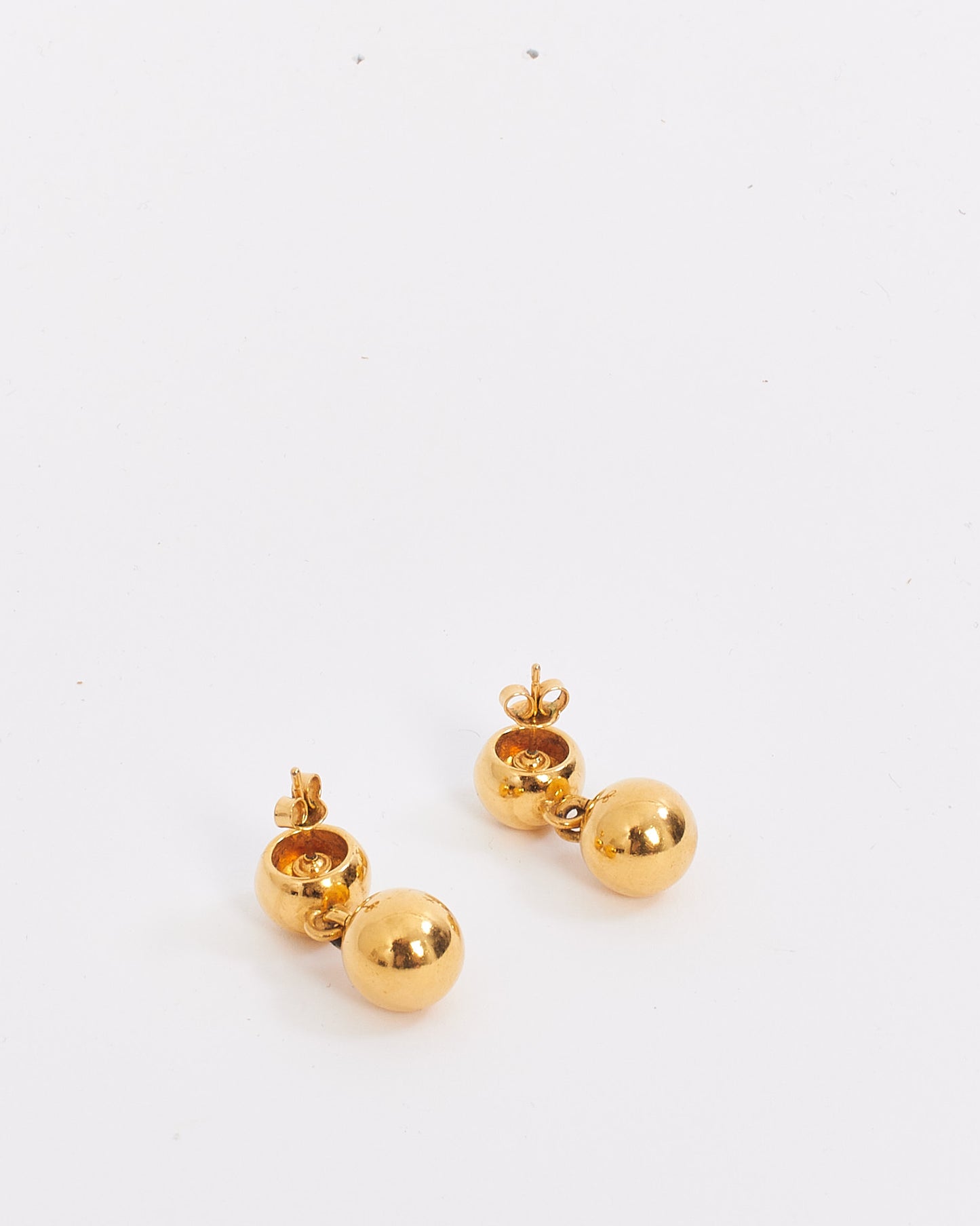 Chanel Vintage Gold Plated Round Drop Earrings