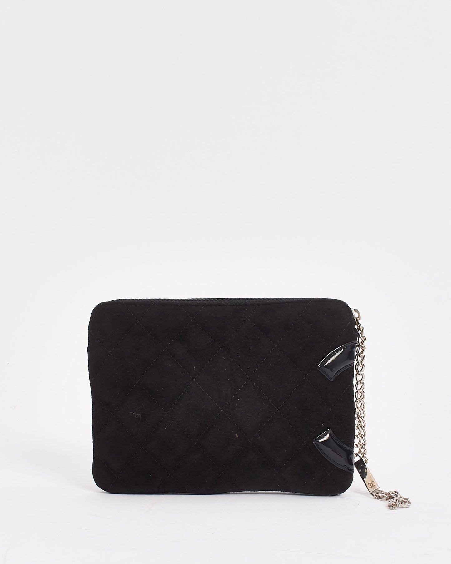 Chanel Black Suede Cambon CC Wristlet Pouch